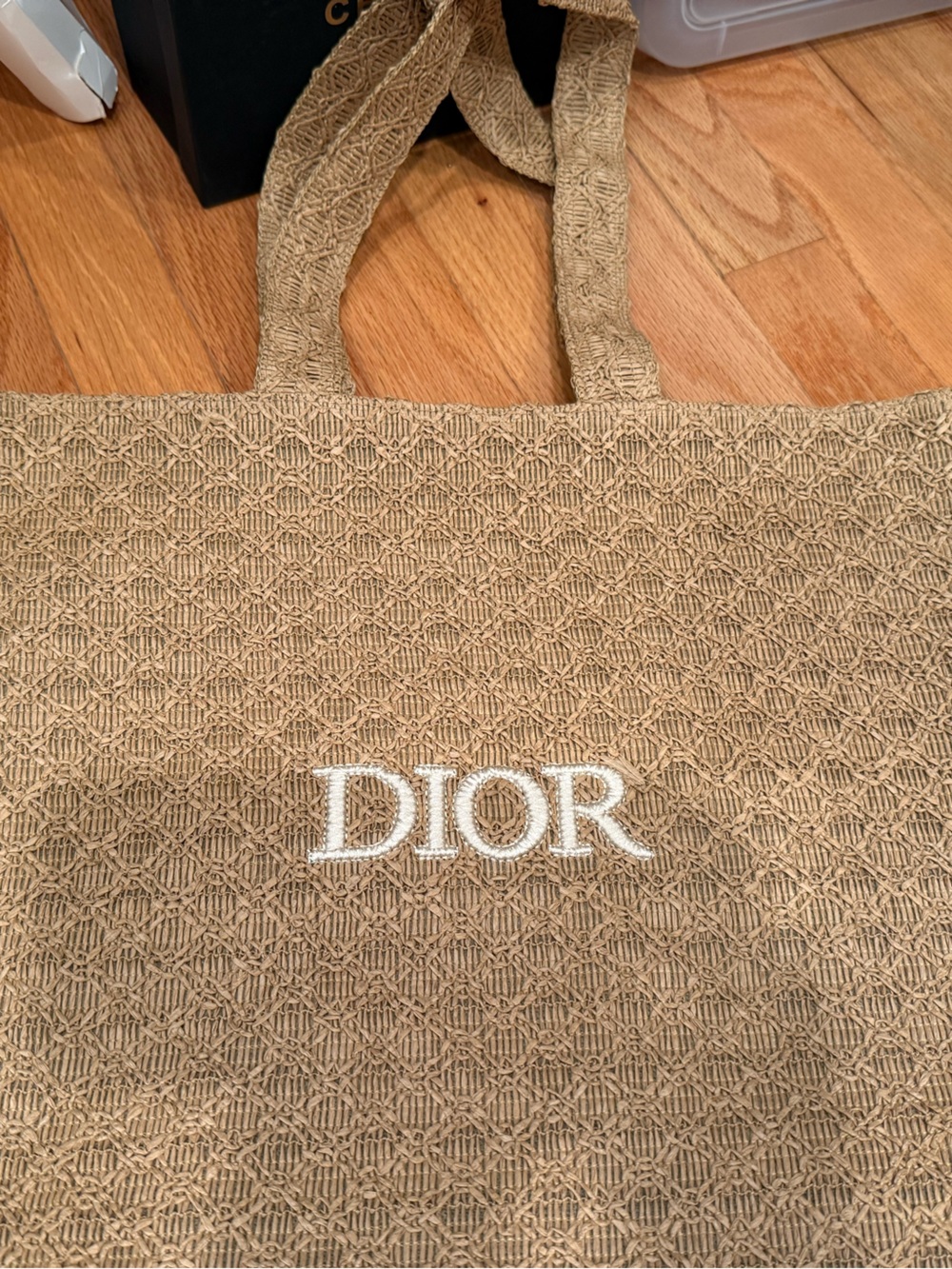 NEW Dior Neutral Beige Embroidered Tote GWP